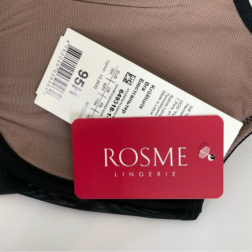 Rosme Bra Women Black Nude Size 42H‎ New NWT